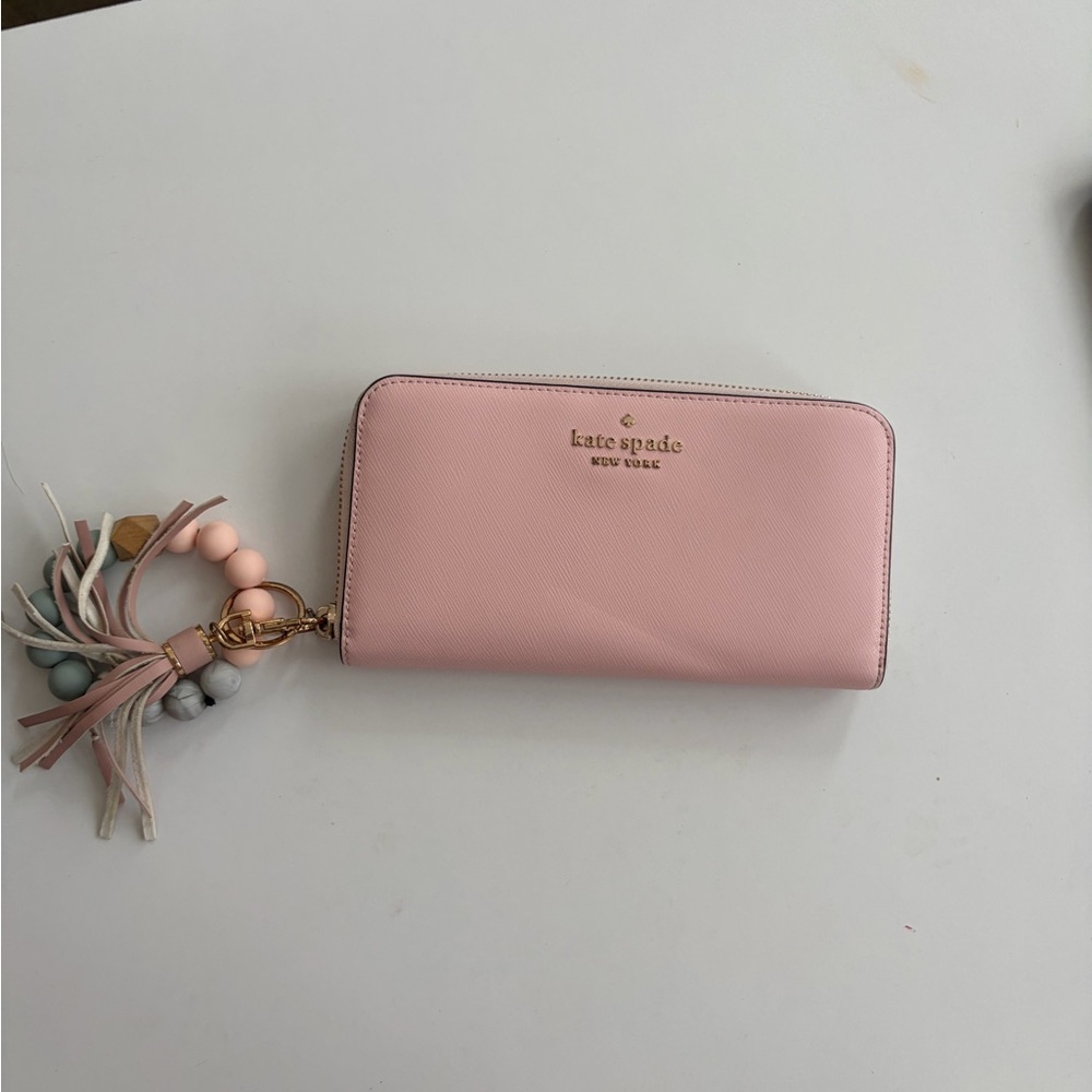 Kate Spade Blush Pink Wallet with Tassel Charm